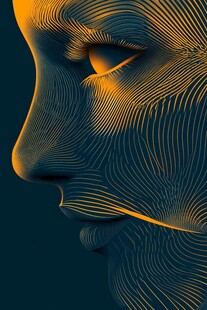 科技感线条勾勒的人物侧脸