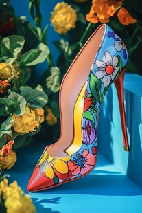 绚丽花卉高跟鞋艺术展示