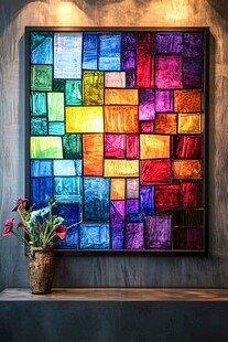多彩方块艺术画 墙面装饰