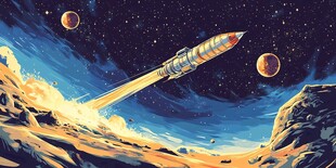 火箭升空探索浩瀚宇宙