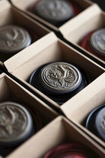 复古火漆印章整齐排列