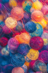 彩色毛线球营造梦幻氛围