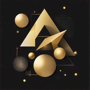 金色立体几何元素创意图形
