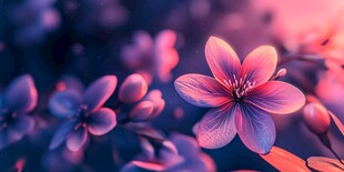 梦幻紫粉色绽放的娇艳花朵