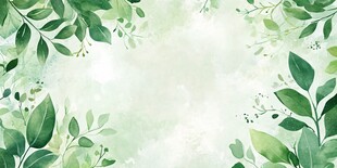 清新绿叶水彩背景图