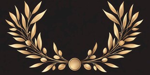 金色橄榄枝荣誉花环图案