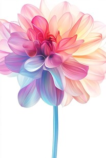 梦幻多彩大丽花插画