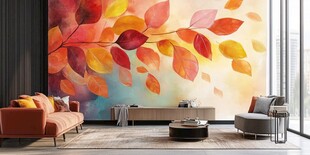 秋日叶影客厅温馨景致