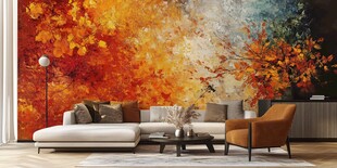 秋日艺术风客厅装饰墙