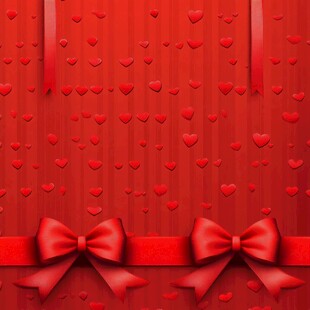 红色爱心蝴蝶结浪漫背景