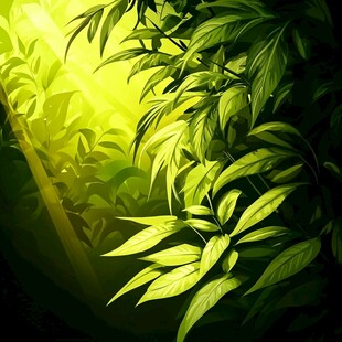 阳光洒落的繁茂绿叶世界
