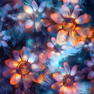 梦幻炫彩花卉图案背景