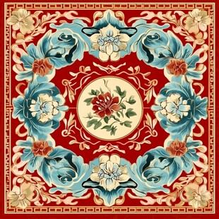 中式传统花卉地毯图案