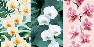 三色蝴蝶兰花卉图案集