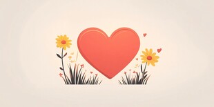 爱心与花卉的温馨画面