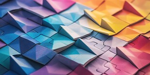 多彩立体几何拼图图案
