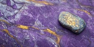 紫底金纹上的独特矿石