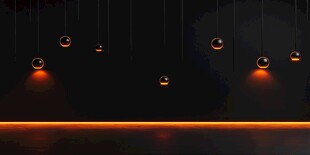 黑色背景下的悬浮发光球体