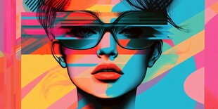 时尚酷炫的多彩眼镜女郎