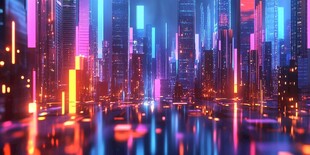 霓虹都市夜景绚丽未来感