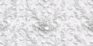 立体花卉白色浮雕壁纸图案