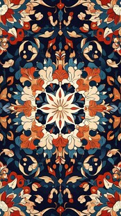 复古风几何花卉图案纹理