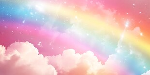 梦幻彩虹云朵星空背景图