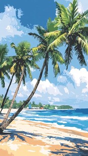 热带海滩椰林风光