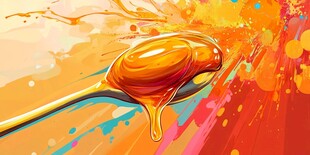 甜润蜂蜜装点绚丽色彩画面