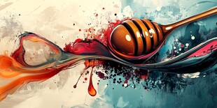 创意蜂蜜勺多彩艺术画面