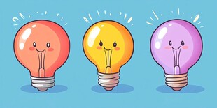 可爱笑脸灯泡插画