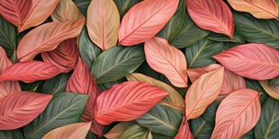 多彩斑斓叶片纹理特写