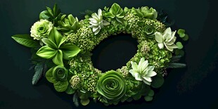 绿白相间的精美多肉花环