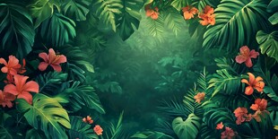 梦幻热带植物花卉背景