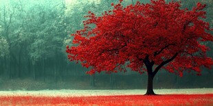 独树映红林 美景如画