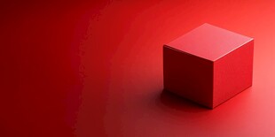 红色立方体静物特写