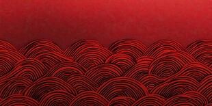 红色海浪纹中式背景图