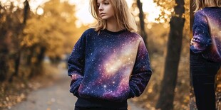 秋日星空卫衣时尚穿搭