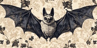 复古风蝙蝠插画图案设计