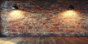 复古砖墙与暖光室内场景