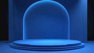 蓝色梦幻弧形展示舞台