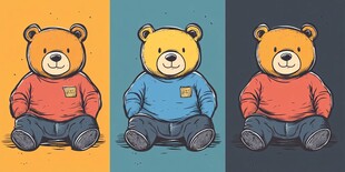 三只小熊插画形象展示