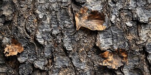 树皮上的枯叶纹理特写