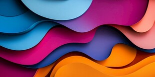 多彩波浪折纸艺术背景