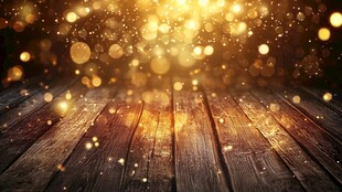 金色光斑洒落的木质场景