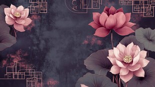 中式荷花古韵背景图