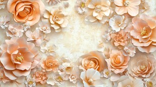 浪漫粉橘花卉背景图