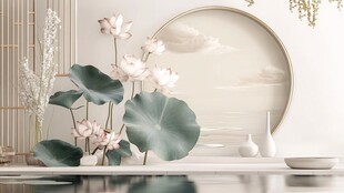 中式雅致荷花摆件装饰景