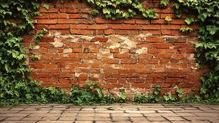 红砖墙上的盎然绿意