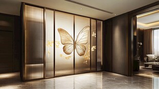 蝶影屏风打造雅致室内空间